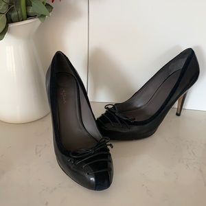 Black leather and suede Cole Haan heels